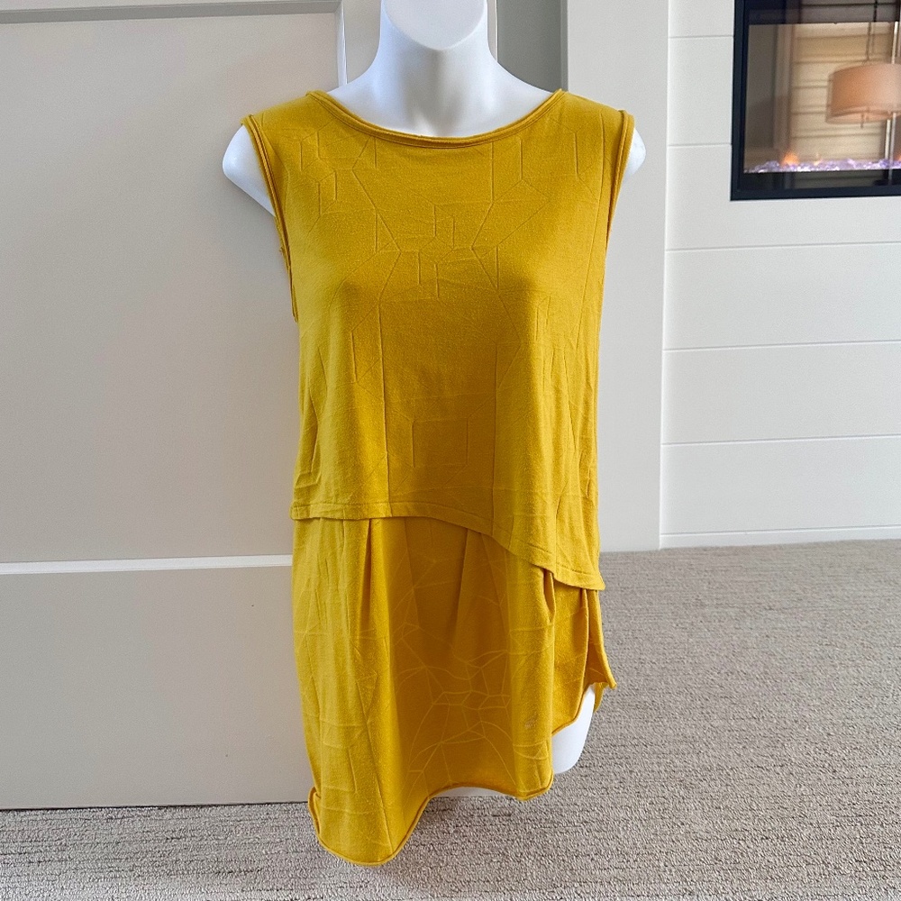 Rag & Bone Edgy Layer Look Abstract Yellow Tunic … - image 1